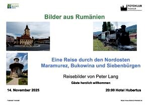 Plakat zur Einladung für den Vortrag - Bilder aus Rumänien